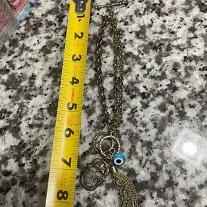 Vintage Gold Chain Necklace with Evil Eye Charm Pendant Bracelet
